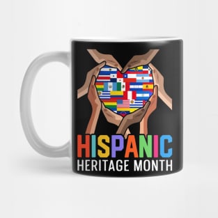 Latin Countries Hands Heart Flags Hispanic Heritage Month Mug